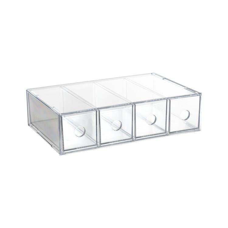 Acrylic Desk Organizer With 4 Drawers Stackable Glasses Display Case Makeup Brush Stationery Storage Box 27x17.5x7.3cm