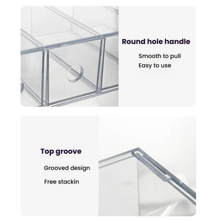 Acrylic Desk Organizer With 4 Drawers Stackable Glasses Display Case Makeup Brush Stationery Storage Box 27x17.5x7.3cm