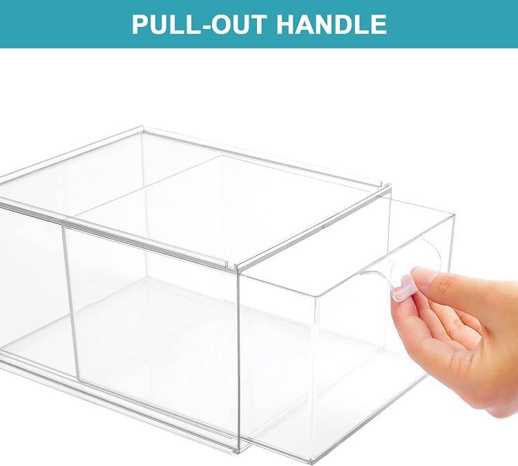 2pcs /Pack Stackable Makeup Drawer Organizer Acrylic Cosmetic Storage Box - Transparent