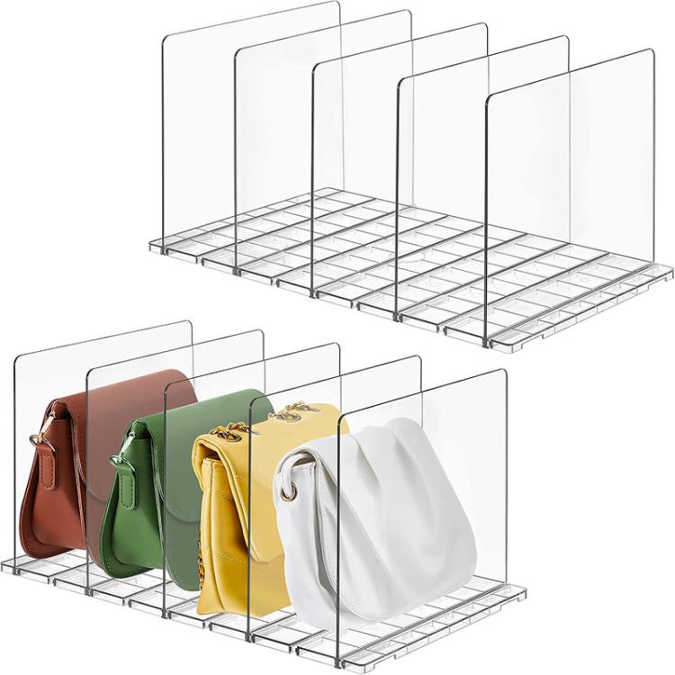 3 Bases 4 Dividers Closet Shelf Dividers Partition Accessory Adjustable Clothes Purses Handbag Organizer