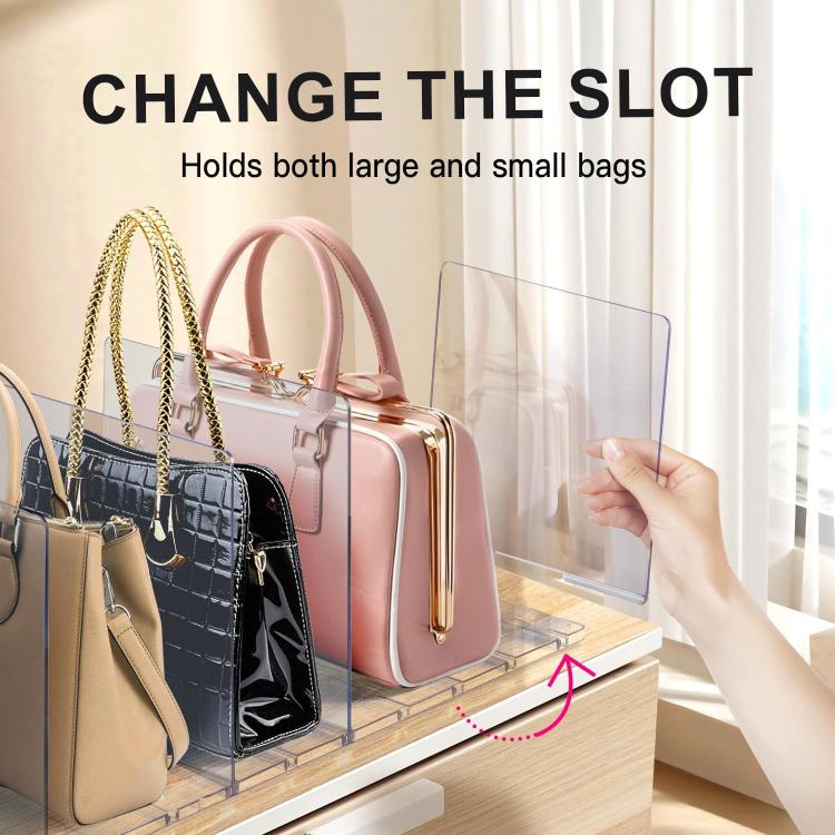 3 Bases 4 Dividers Closet Shelf Dividers Partition Accessory Adjustable Clothes Purses Handbag Organizer
