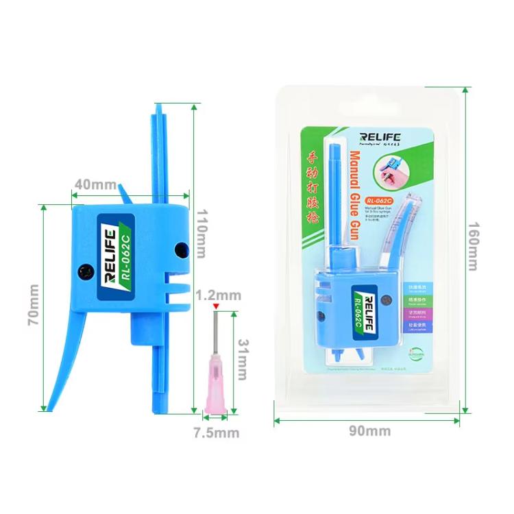 RELIFE RL-062C 3-5CC Manual Glue Tapper Cell Phone Repair Motherboard Soldering Oil Syringe Booster Tin Paste Syringe Pusher