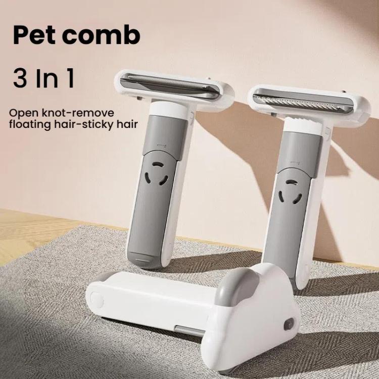 3-in-1 Pet Grooming Comb Sticky Roller for Cats and Dogs, Removes Loose Hair, Detangles, Spec: Small Curved