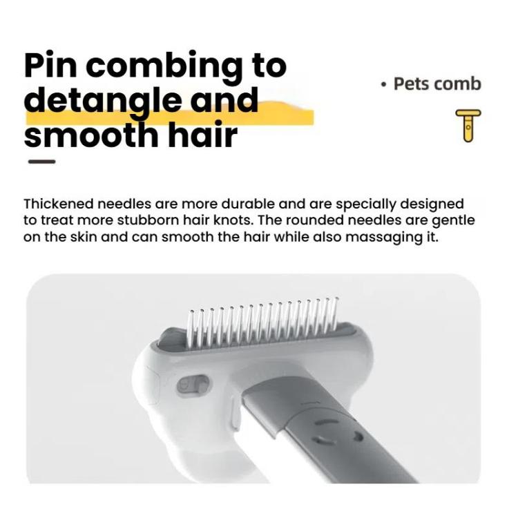 3-in-1 Pet Grooming Comb Sticky Roller for Cats and Dogs, Removes Loose Hair, Detangles, Spec: Small Straight