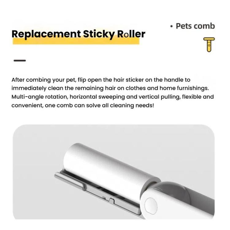 3-in-1 Pet Grooming Comb Sticky Roller for Cats and Dogs, Removes Loose Hair, Detangles, Spec: Large Curved