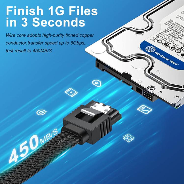 0.5m SATA3.0 With Aluminum Foil Shield Braided Cable Body Computer Hard Drive Power Cable