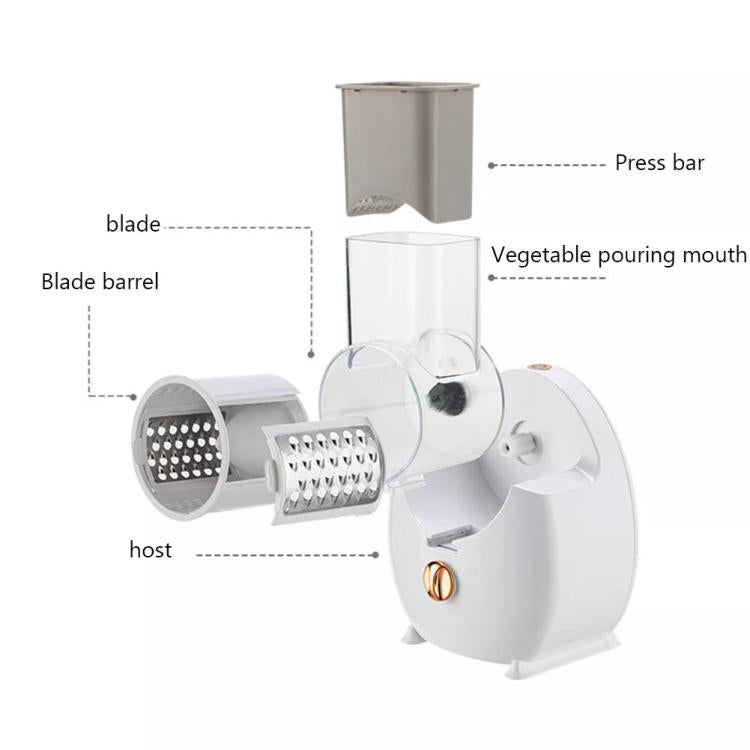 CY-661 3-in-1 Kitchen Multifunctional Roller Electric Vegetable Cutter, Spec: White US Plug