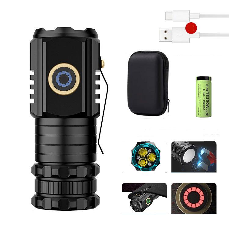 3LED Mini Flashlight Rechargeable Waterproof Torch with Tail Magnet & Battery S350