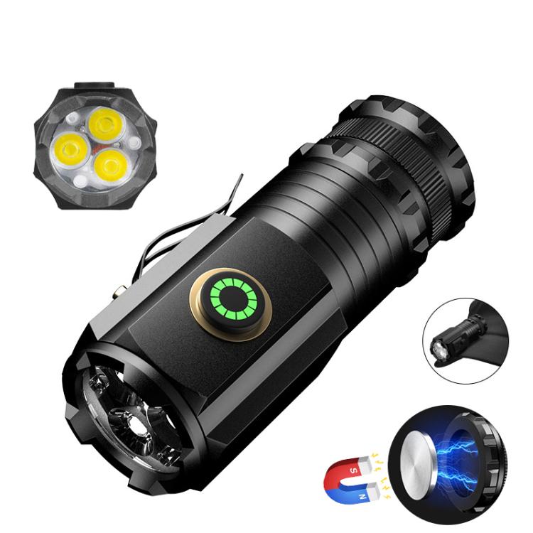 3LED Mini Flashlight Rechargeable Waterproof Torch with Tail Magnet & Battery S350