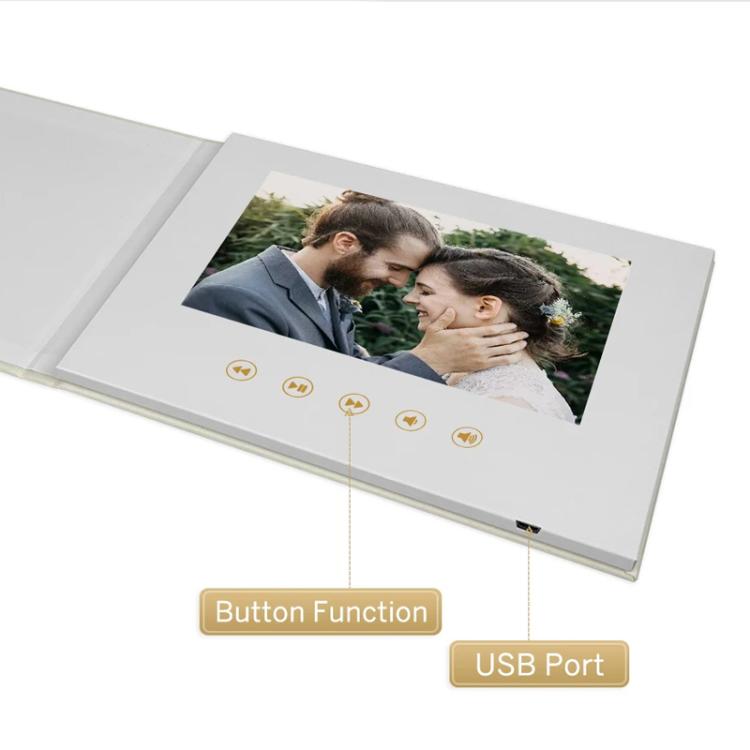 7 Inch IPS Display Multifunctional Commercial Wedding Video Invitation Linen Bound Video Album, Style: WE DO