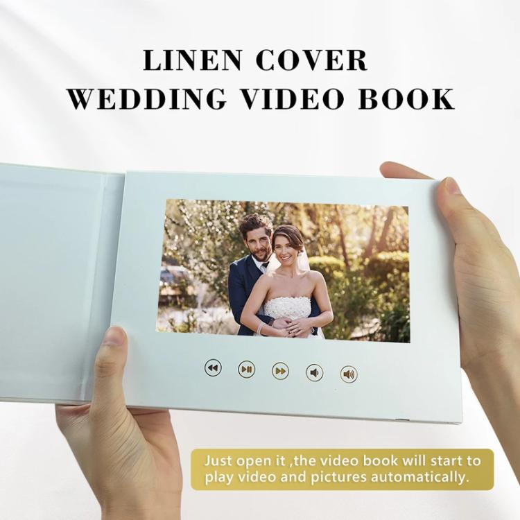 7 Inch IPS Display Multifunctional Commercial Wedding Video Invitation Linen Bound Video Album, Style: OUR WEDDING