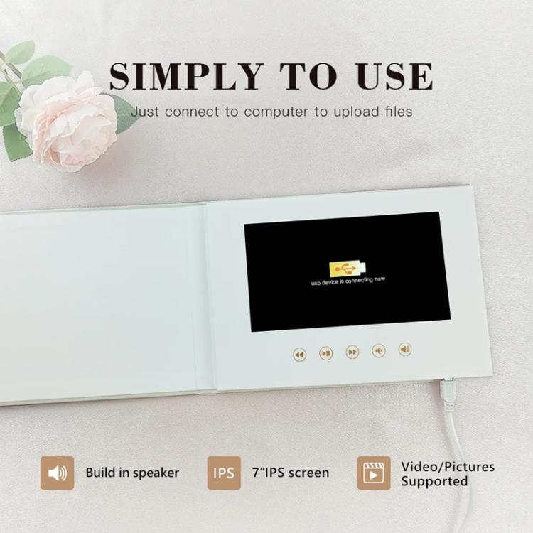 7 Inch IPS Display Multifunctional Commercial Wedding Video Invitation Linen Bound Video Album, Style: Always Forever