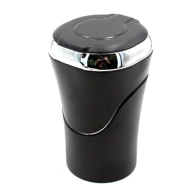 N09A Car Removable Cigarette Ashtray With Light And Lid - Silver