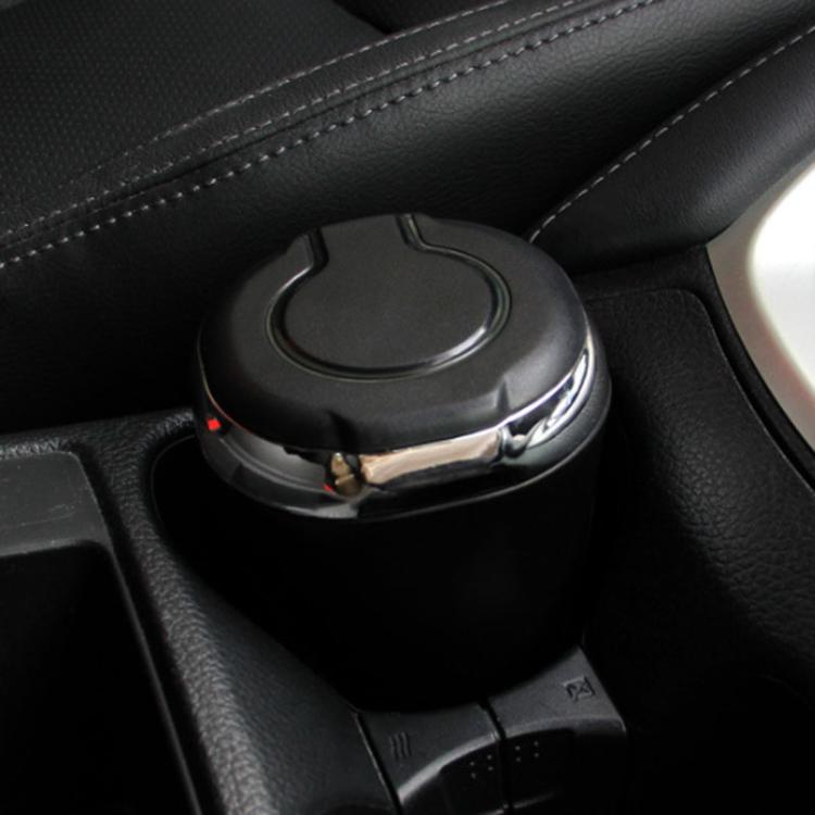 N09A Car Removable Cigarette Ashtray With Light And Lid - Silver