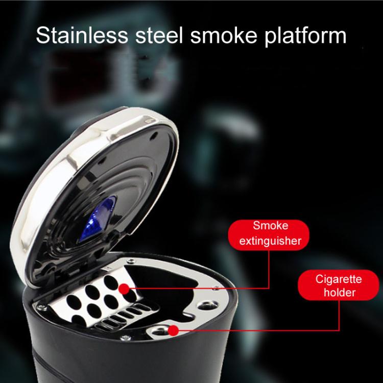 N09A Car Removable Cigarette Ashtray With Light And Lid - Silver