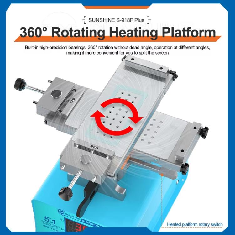 SUNSHINE S-918F Plus 5 In 1 Curved Screen Separator Mobile Phone LCD Screen Repair Separator Heating Platform - EU Plug