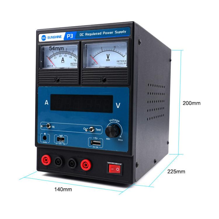 SUNSHINE P3 DC Regulated Power Supply 5V/8.4V/15V Switching Mobile Phone Repair Regulated Power Supply Meter