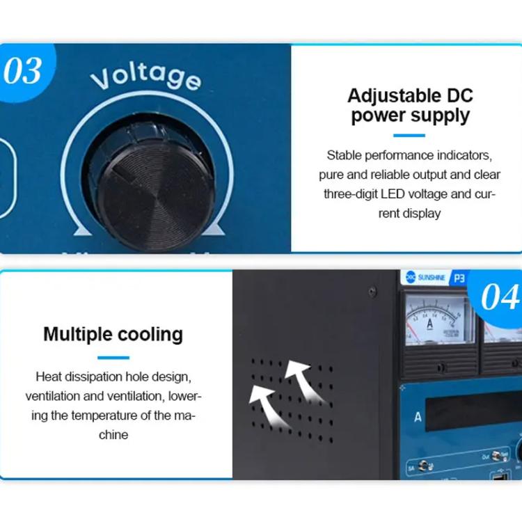 SUNSHINE P3 DC Regulated Power Supply 5V/8.4V/15V Switching Mobile Phone Repair Regulated Power Supply Meter