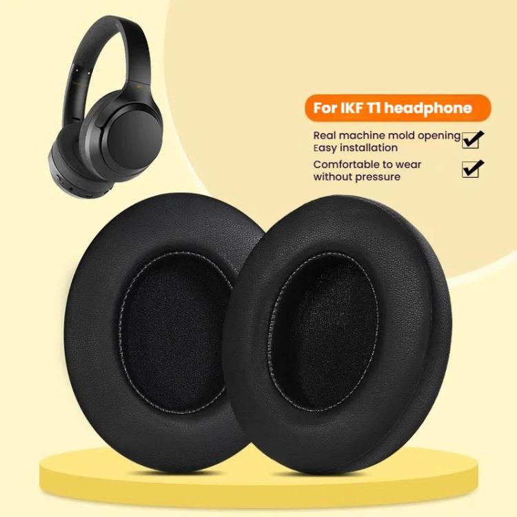 For iKF T1 / T1 Pro Headphone 1pair Earpads Earmuffs Sponge Cover - Black