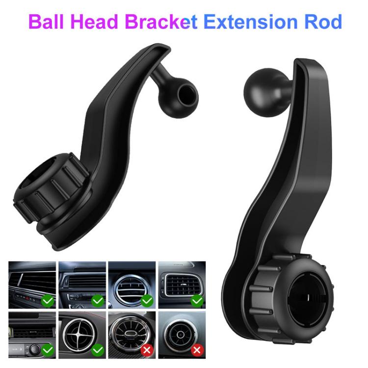 Car Phone Holder Extension Rod Vehicle Air Vent Clip Phone Accessories - Black