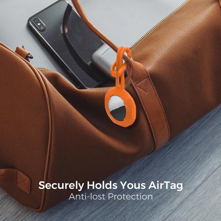 For AirTag 2nd Gen / AirTag 1st Gen AhaStyle PT164 Silicone Protective Cover Easy Carry Fixed Tracker Shell Backpack Pendant