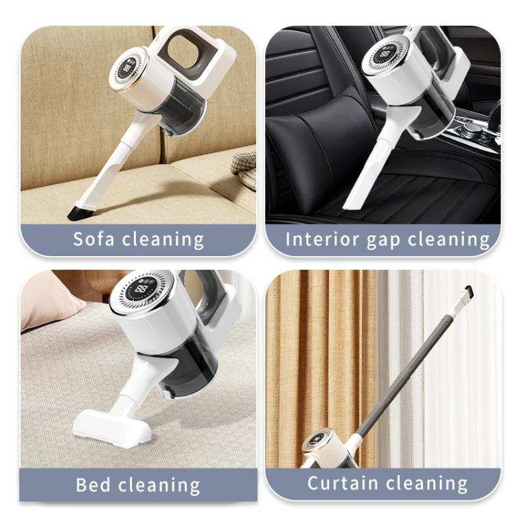 15000Pa Wireless Handheld Vacuum Cleaner Household Large Suction Mite Dusting Mopping Machine - Gray White