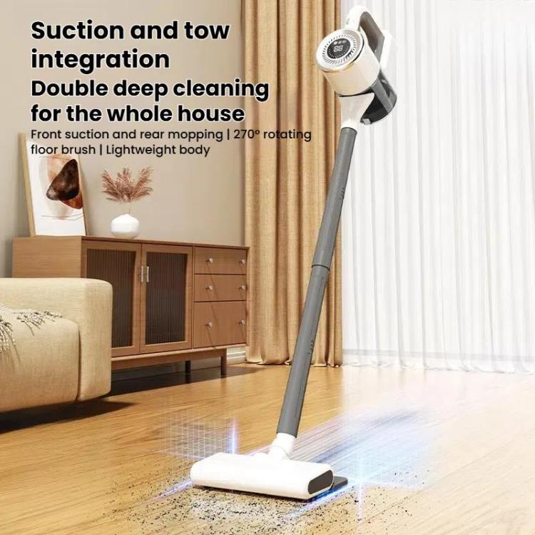 15000Pa Wireless Handheld Vacuum Cleaner Household Large Suction Mite Dusting Mopping Machine - Gray White