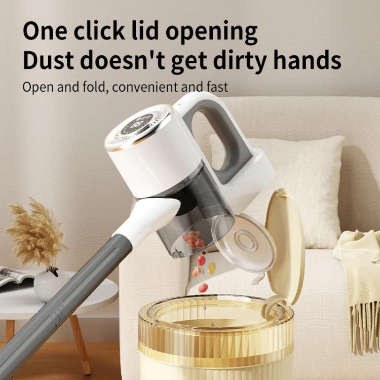 15000Pa Wireless Handheld Vacuum Cleaner Household Large Suction Mite Dusting Mopping Machine - Gray White