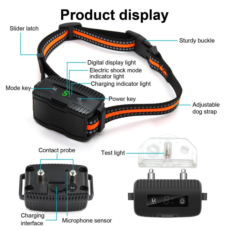 Anti-Barking Dog Collar Pet Remote Control Training Barking Control Device - Black