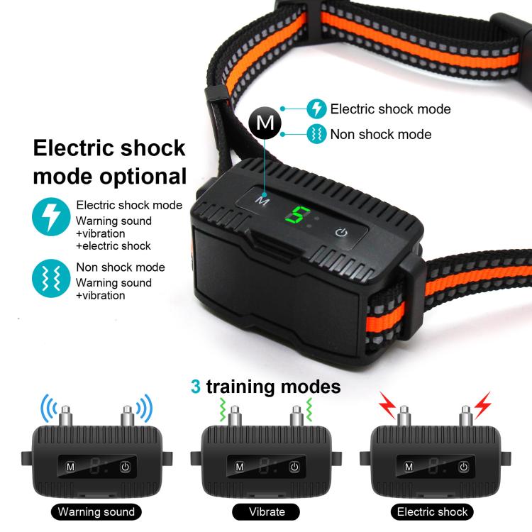 Anti-Barking Dog Collar Pet Remote Control Training Barking Control Device - Black