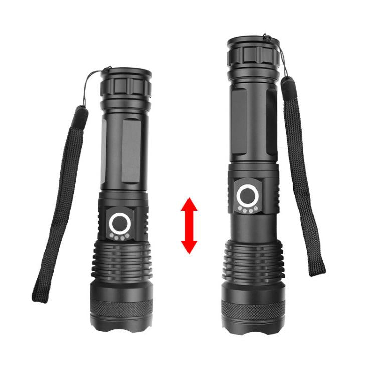 Aluminum Alloy Telescopic High-Intensity Flashlight With Power Display - Without Batteries