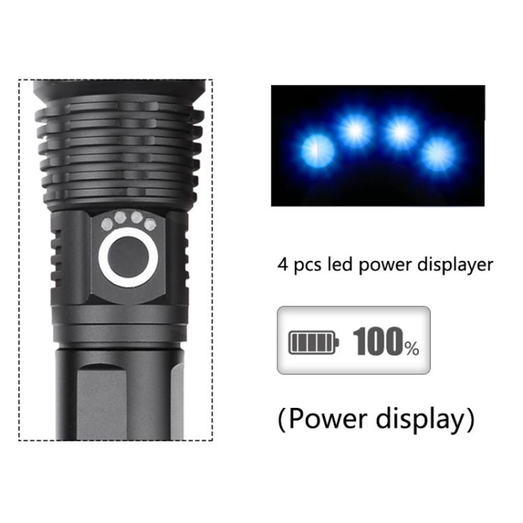 Aluminum Alloy Telescopic High-Intensity Flashlight With Power Display - Without Batteries