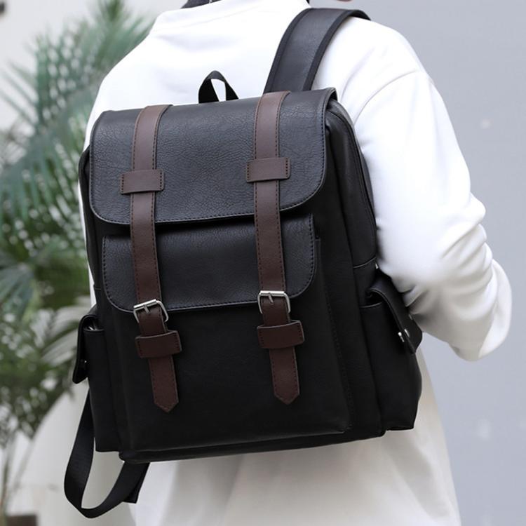OUMANTU 975 PU Leather Large-capacity Travel Laptop Backpack Casual Schoolbag