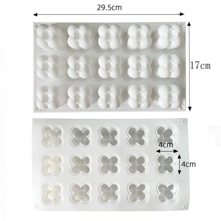 15-Cavity Magic Cube Silicone Mousse Cake Mold Fondant Candle Mold - White