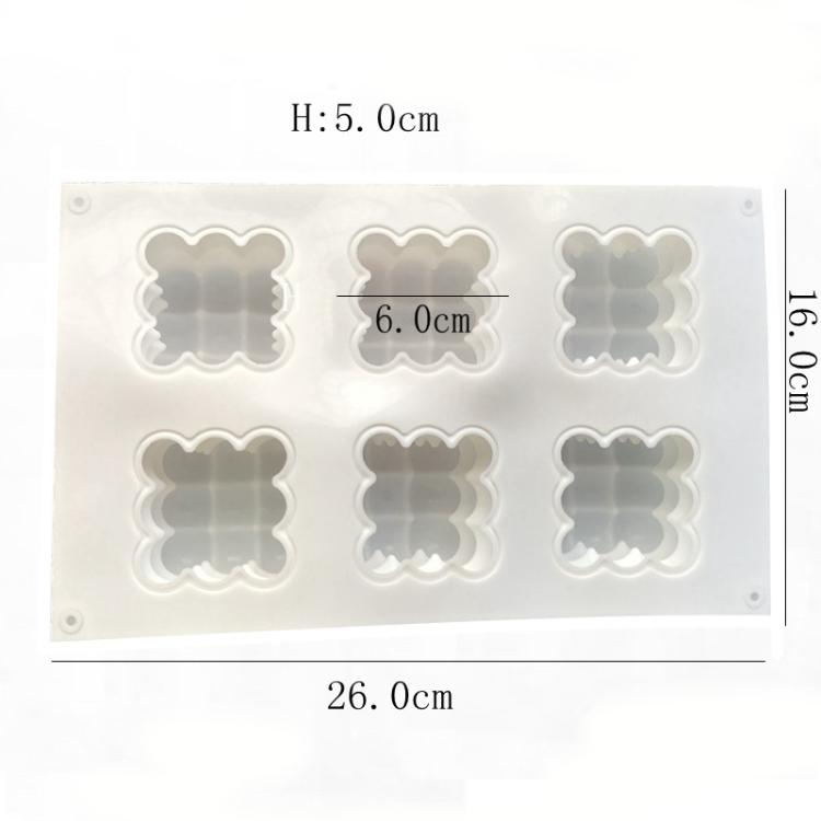 6-Cavity 3D Magic Cube Silicone Mousse Cake Mold Fondant Candle Mold - White