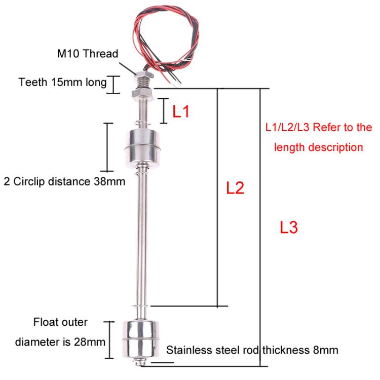 20W / 0.5A / 0-220V High Temperature Resistant Float Water Level Switch Sensor, Specification: Double Ball 400mm