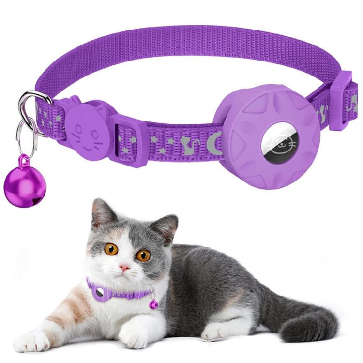For AirTag 2nd Gen / AirTag 1st Gen Tracker Silicone Case Reflective Stars And Moon Cats Dogs Pet Collar With Bell