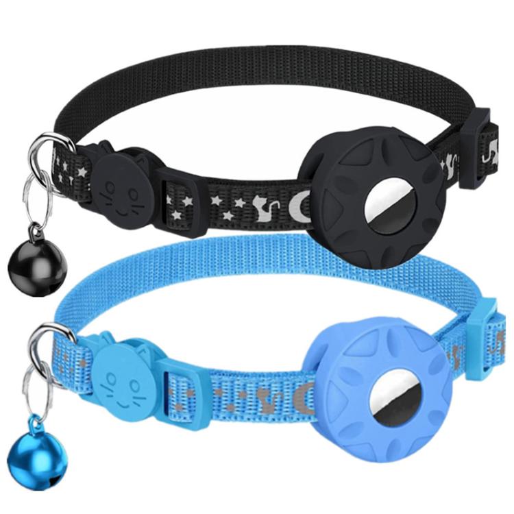 For AirTag 2nd Gen / AirTag 1st Gen Tracker Silicone Case Reflective Stars And Moon Cats Dogs Pet Collar With Bell