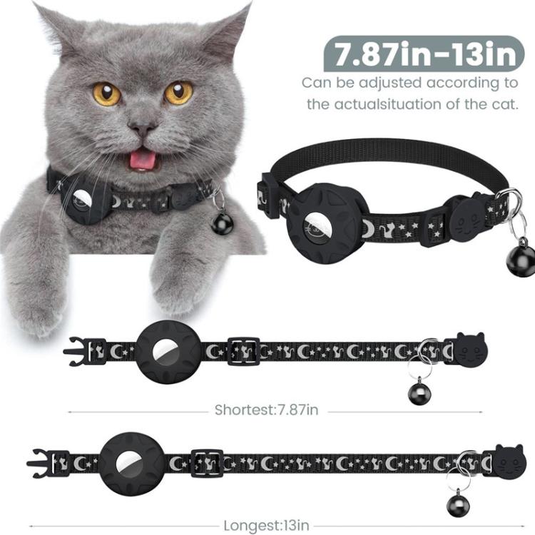 For AirTag 2nd Gen / AirTag 1st Gen Tracker Silicone Case Reflective Stars And Moon Cats Dogs Pet Collar With Bell