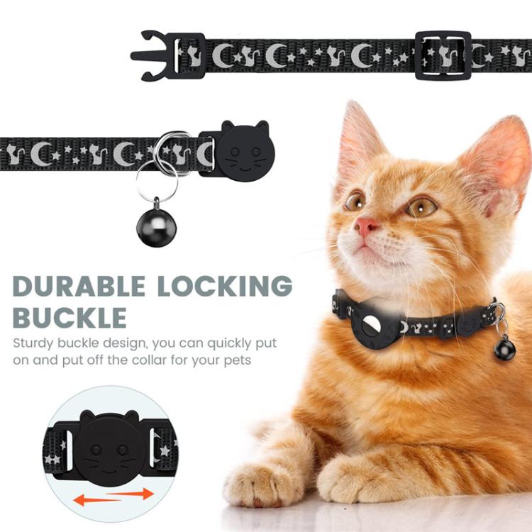 For AirTag 2nd Gen / AirTag 1st Gen Tracker Silicone Case Reflective Stars And Moon Cats Dogs Pet Collar With Bell