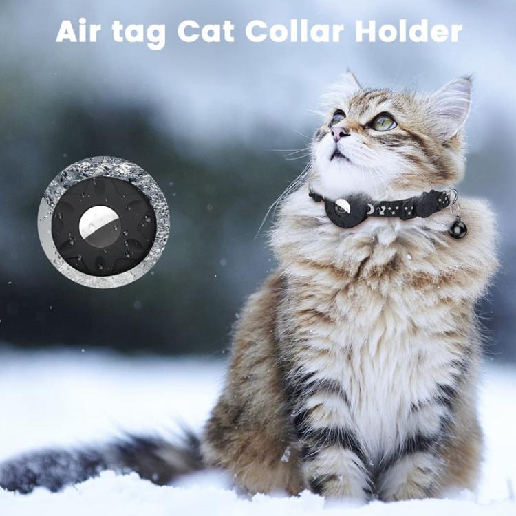For AirTag 2nd Gen / AirTag 1st Gen Tracker Silicone Case Reflective Stars And Moon Cats Dogs Pet Collar With Bell