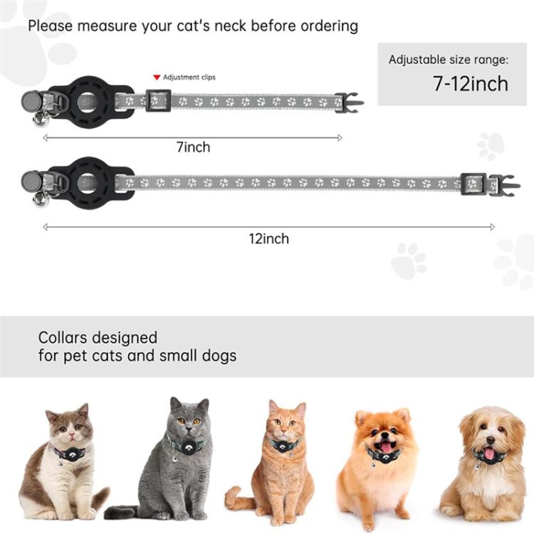 For AirTag 2nd Gen / AirTag 1st Gen Tracker Silicone Case Pet Collar Locator Protective Case Reflective Cat Collar With Bell