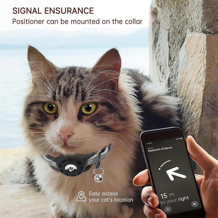 For AirTag 2nd Gen / AirTag 1st Gen Tracker Silicone Case Pet Collar Locator Protective Case Reflective Cat Collar With Bell