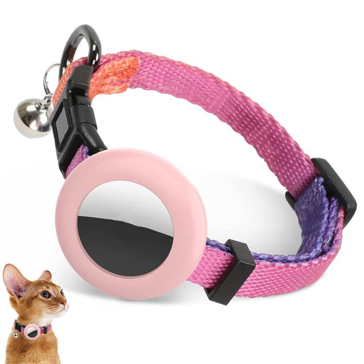 For AirTag 2nd Gen / AirTag 1st Gen Tracker Silicone Case Rainbow Gradient Pet Cat Collar With Bell