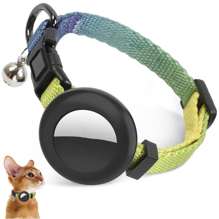 For AirTag 2nd Gen / AirTag 1st Gen Tracker Silicone Case Rainbow Gradient Pet Cat Collar With Bell