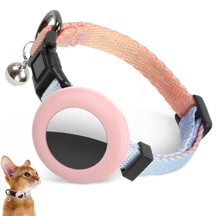 For AirTag 2nd Gen / AirTag 1st Gen Tracker Silicone Case Rainbow Gradient Pet Cat Collar With Bell