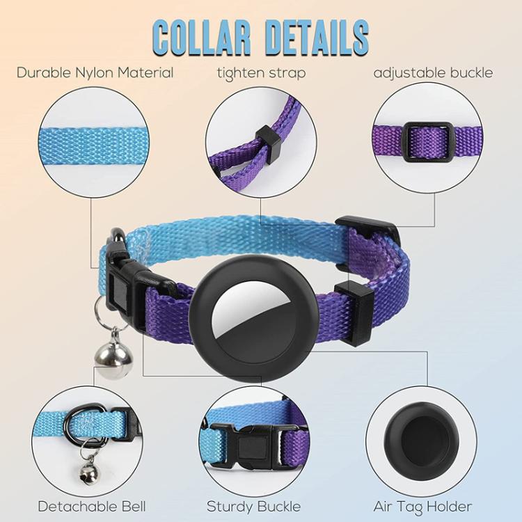 For AirTag 2nd Gen / AirTag 1st Gen Tracker Silicone Case Rainbow Gradient Pet Cat Collar With Bell
