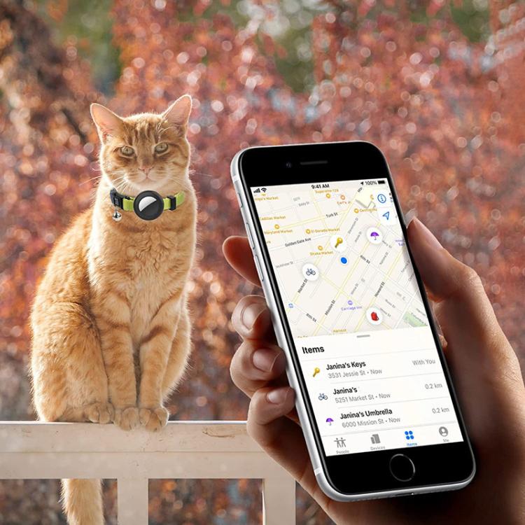 For AirTag 2nd Gen / AirTag 1st Gen Tracker Silicone Case Rainbow Gradient Pet Cat Collar With Bell