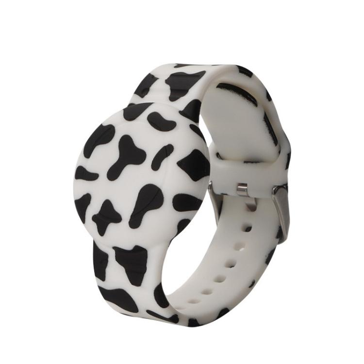 For AirTag 2nd Gen / AirTag 1st Gen Locator Kids Waterproof Watch Strap Anti-Lost Device Silicone Printed Protective Case, Style: Cow Print