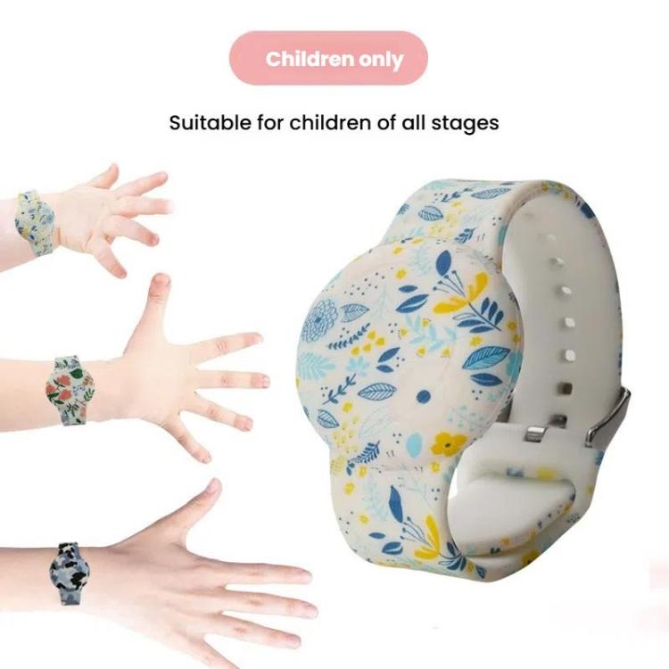 For AirTag 2nd Gen / AirTag 1st Gen Locator Kids Waterproof Watch Strap Anti-Lost Device Silicone Printed Protective Case, Style: Flower